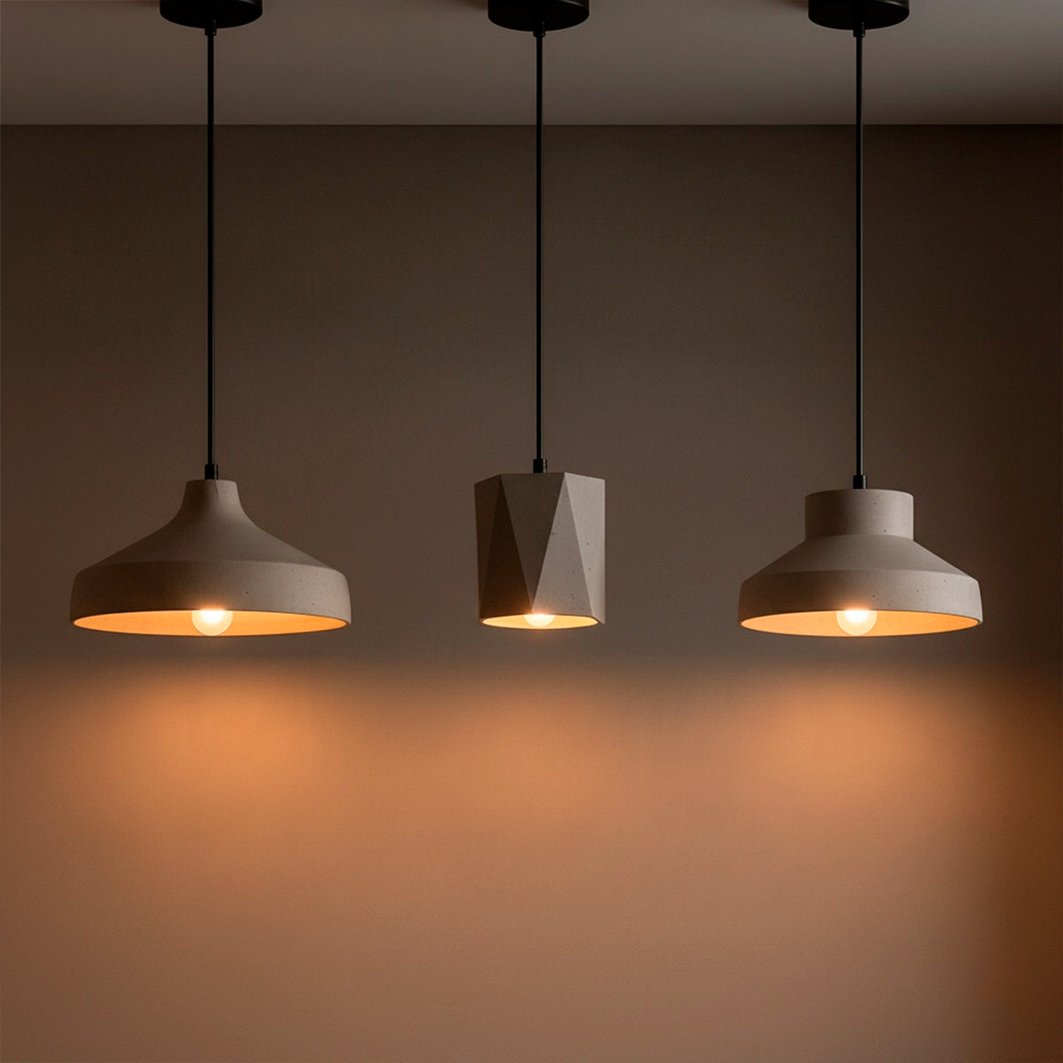 Kit 3 Luminárias Pendente de Concreto