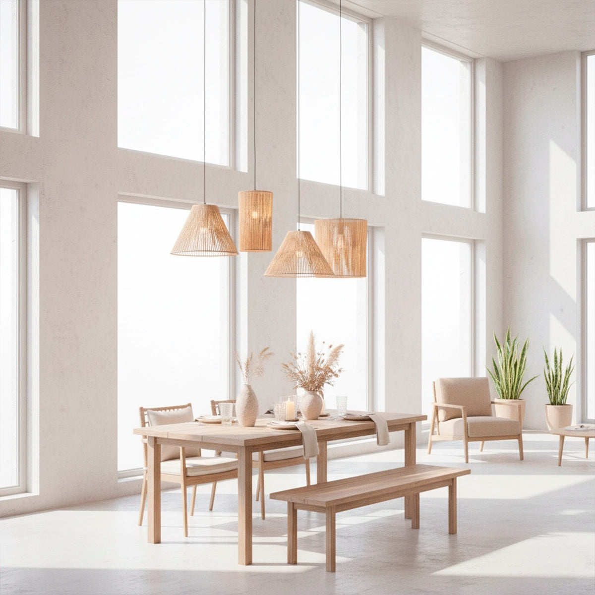 Kit 4 Luminária Pendente de Palha Mayu