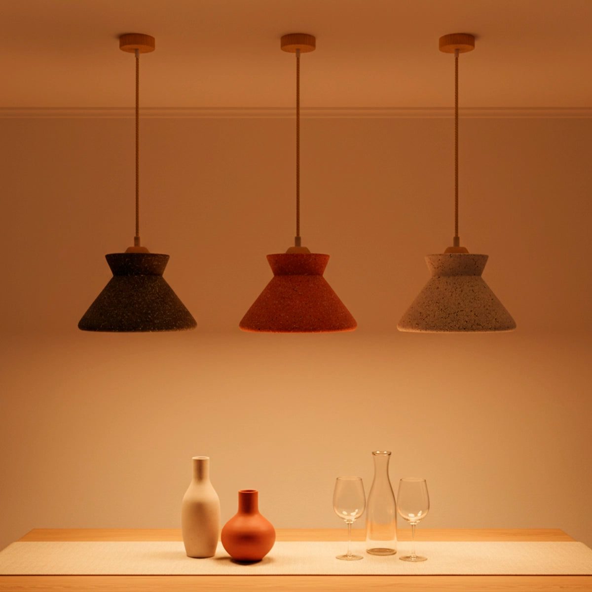 Kit 3 luminárias Pendente Granito Nord