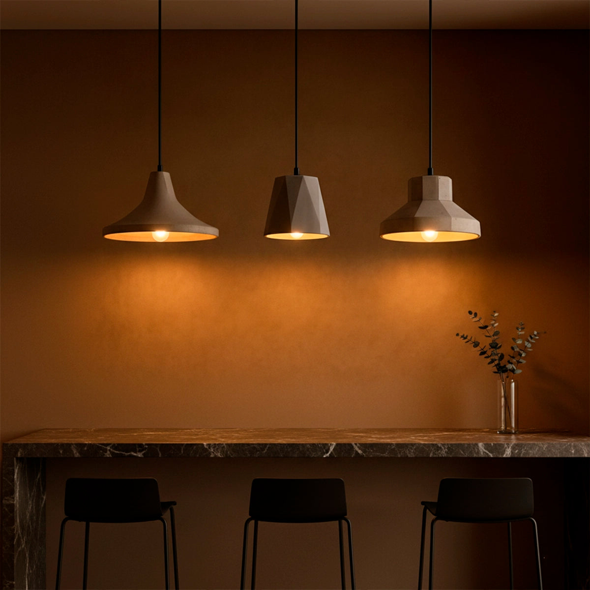 Kit 3 Luminárias Pendente de Concreto