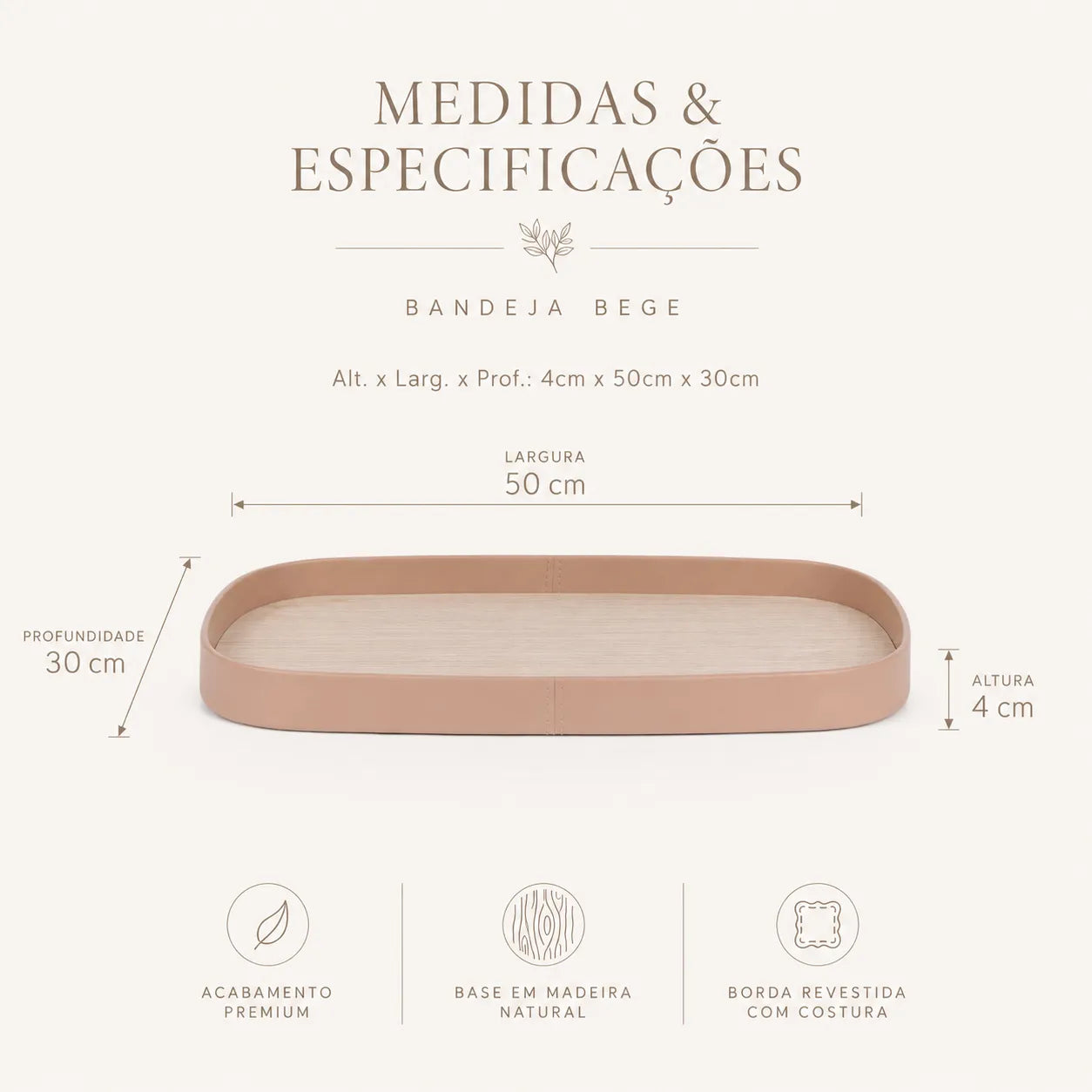 Bandeja Decorativa Oval Sálvia