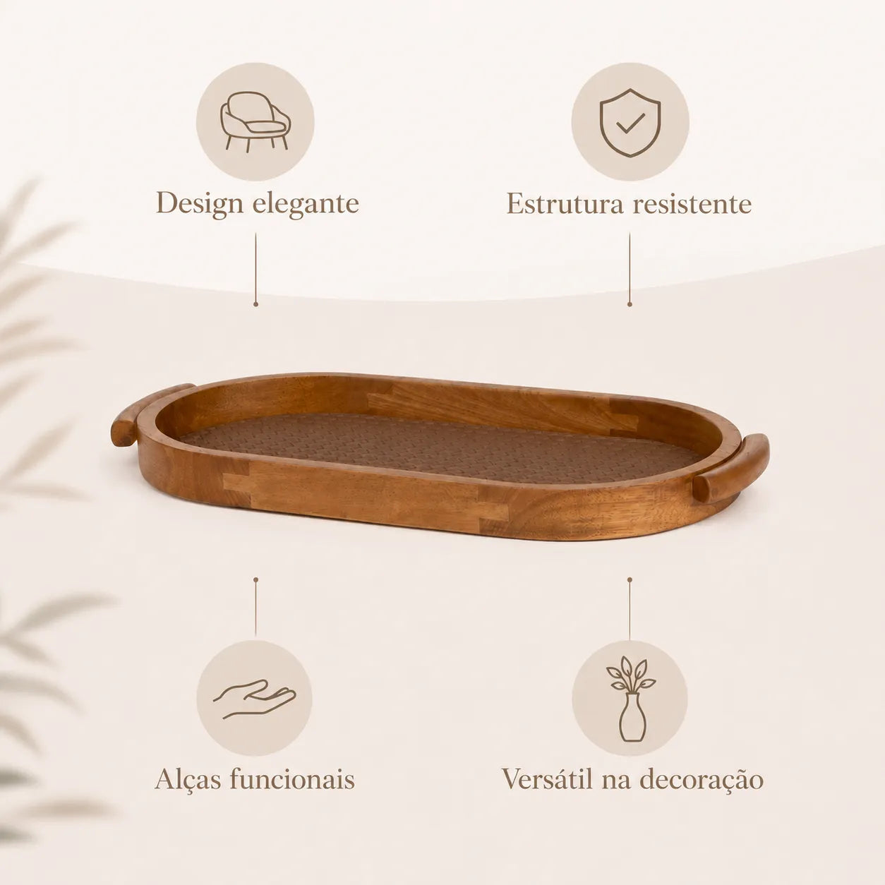 Bandeja Decorativa Oval em madeira Nativa