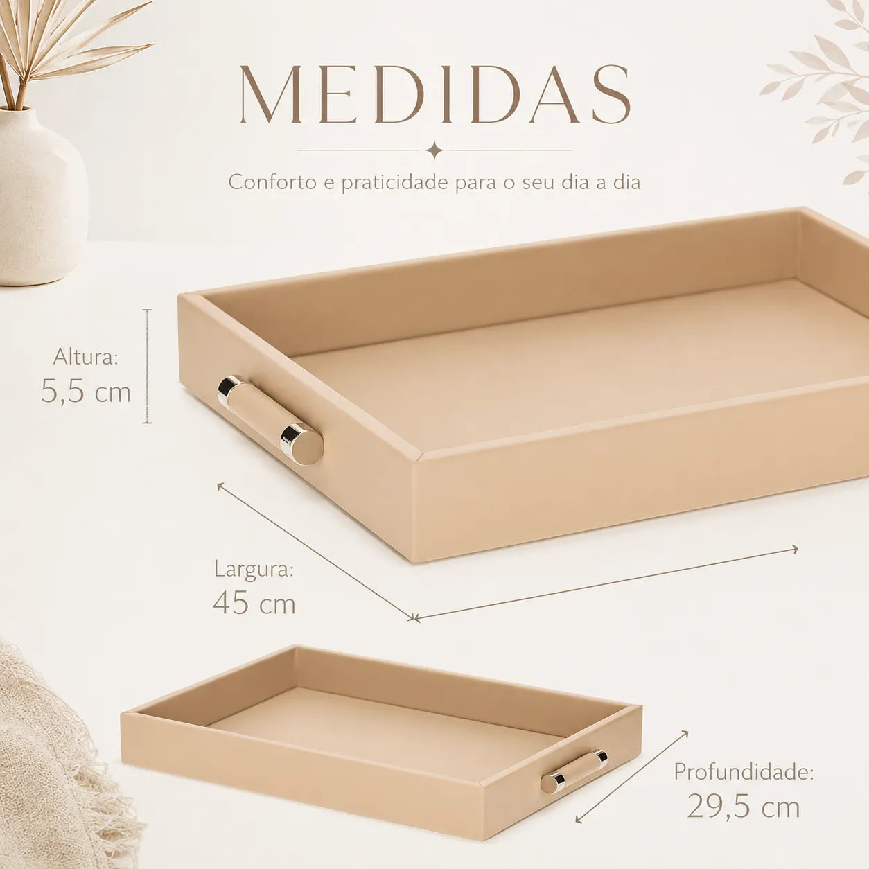 Bandeja Decorativa Retangular para servir Nude