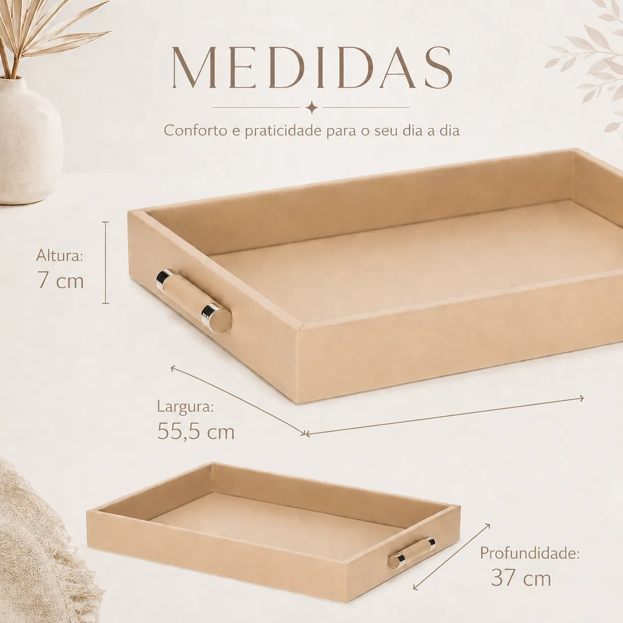 Bandeja Decorativa Retangular para servir Nude