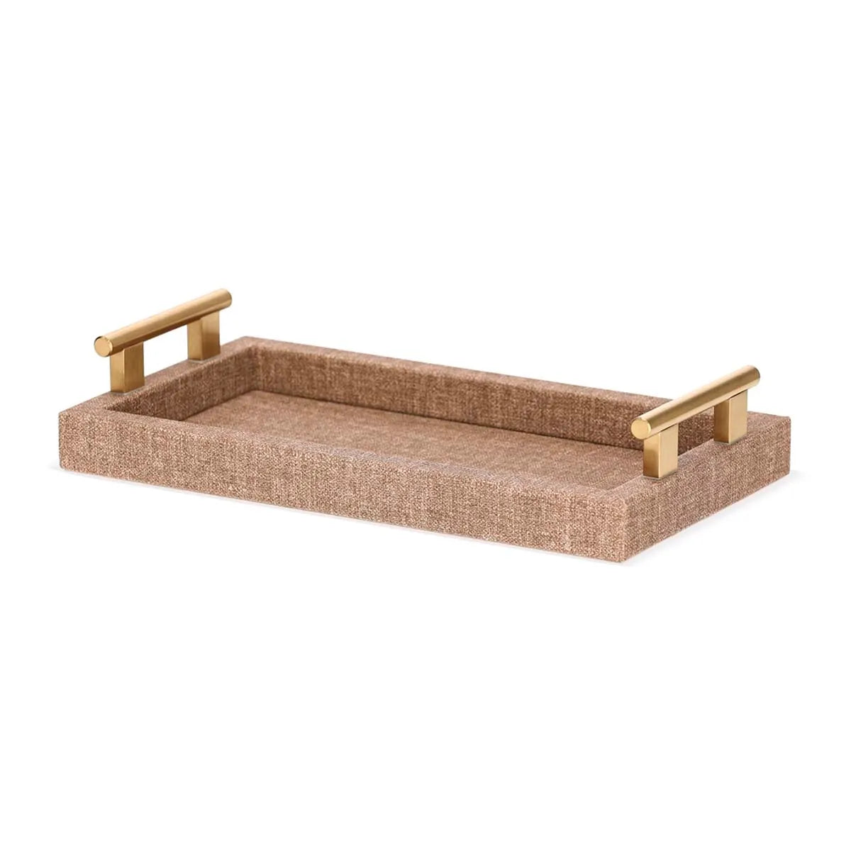 Bandeja Decorativa Texturizada Linho com Alças Douradas Verona