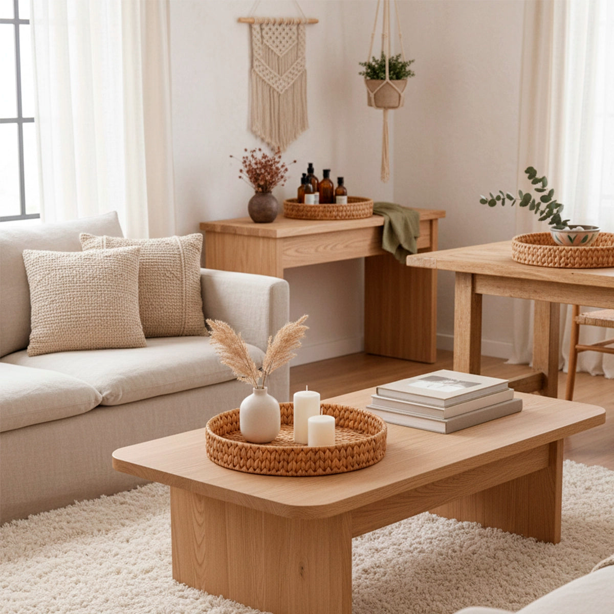 Bandeja Redonda de Fibra Natural Trançada Essenza Natural