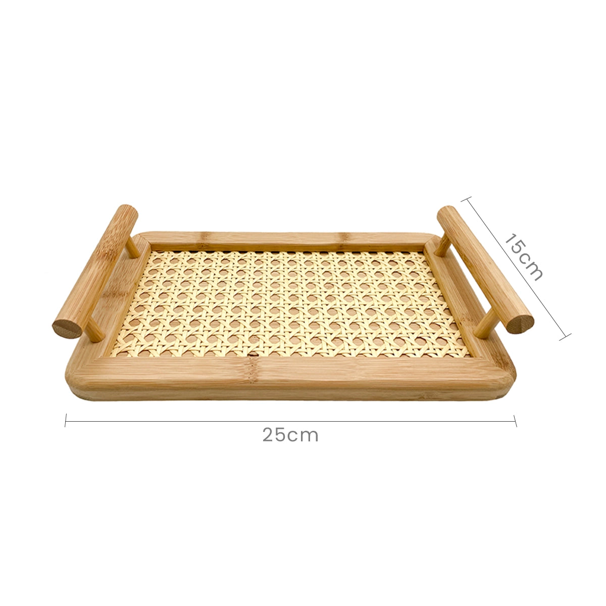 Bandeja Retangular com Alças de Bambu com Palhinha Indiana Essenza Natural