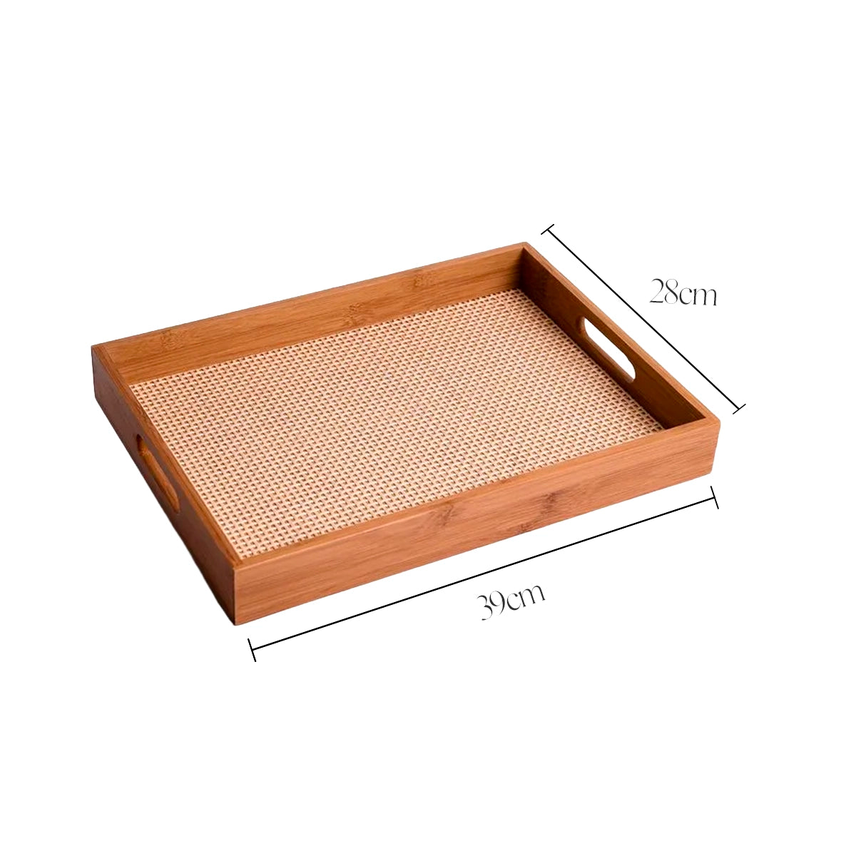 Bandeja Retangular de Bambu com Palhinha Indiana Xadrez Essenza Natural