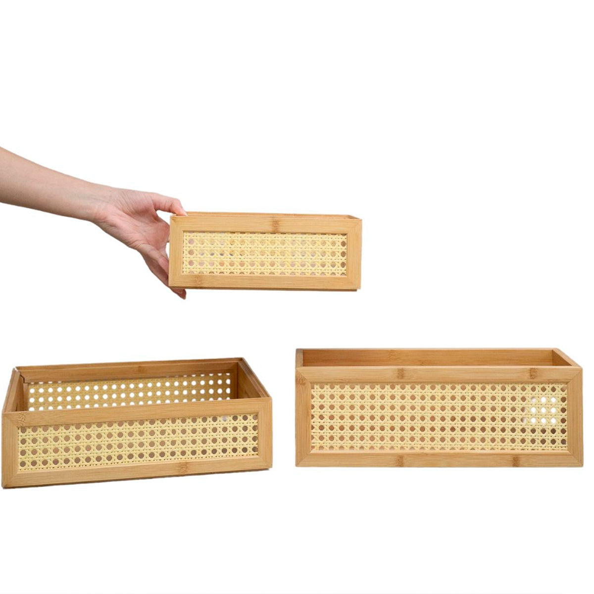 Caixa Organizadora de Bambu com Palhinha Indiana Essenza Natural