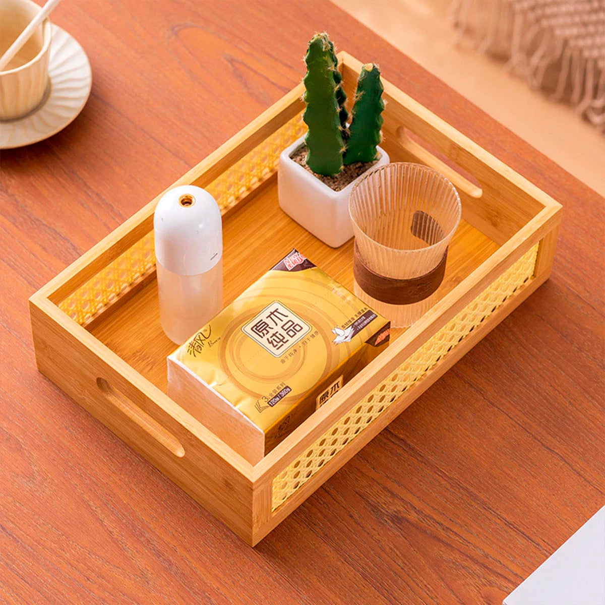 Caixa Organizadora de Bambu com Palhinha Indiana Essenza Natural