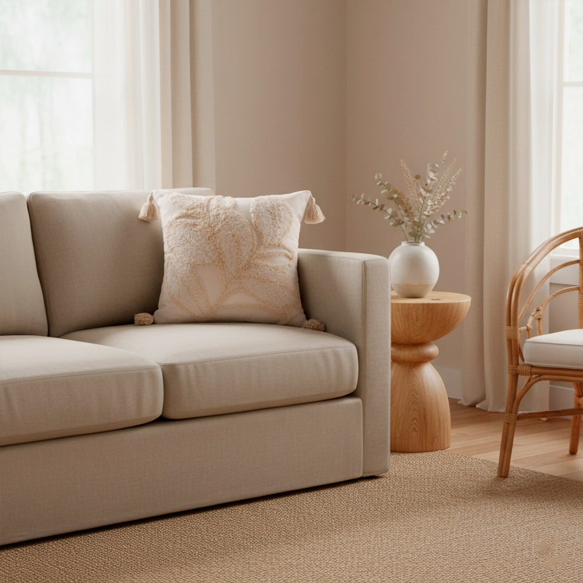 Capa de Almofada Bordada em Linho Boho Floriê