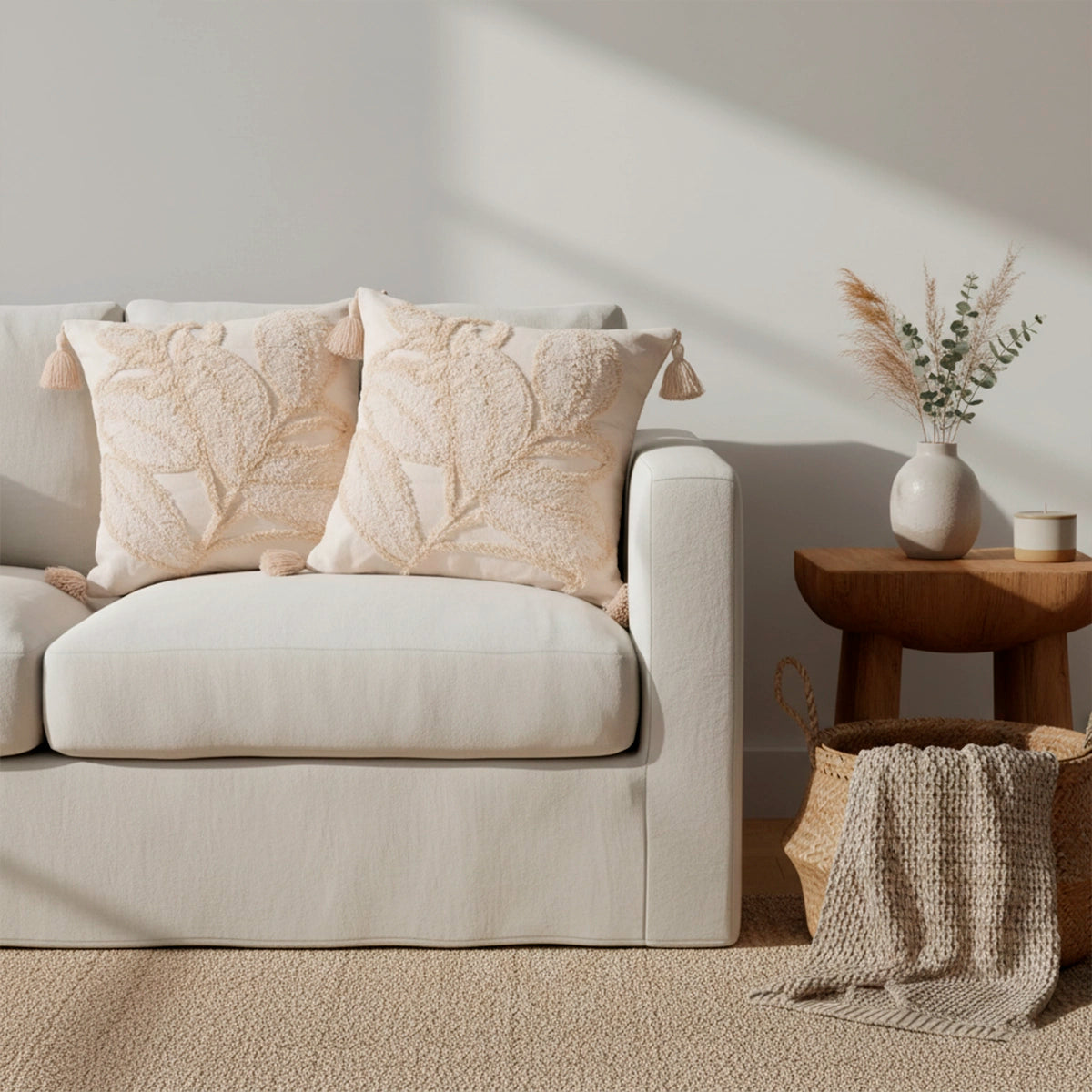 Capa de Almofada Bordada em Linho Boho Floriê