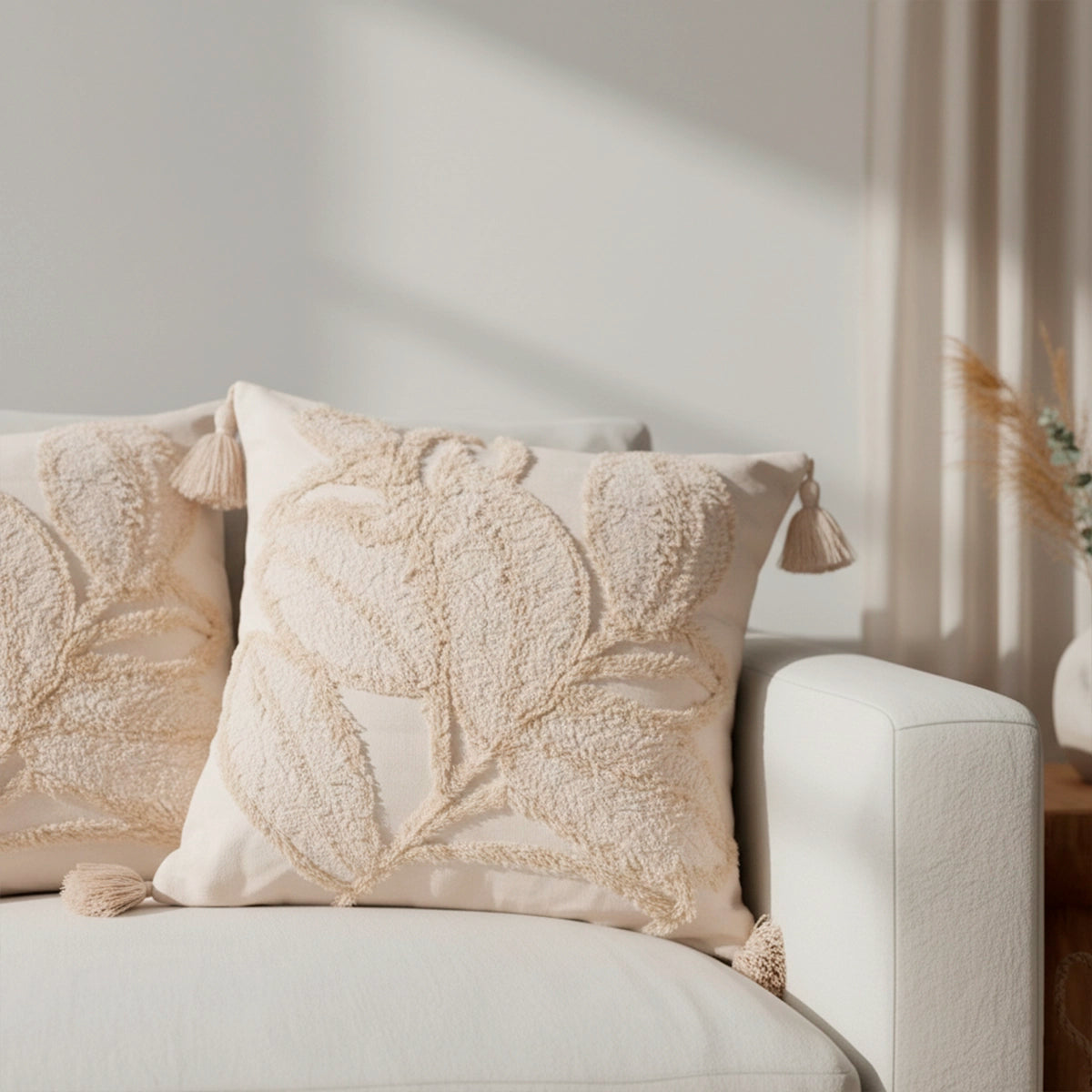 Capa de Almofada Bordada em Linho Boho Floriê