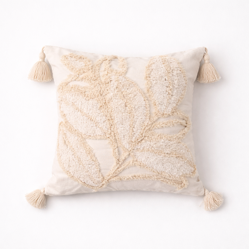 Capa de Almofada Bordada em Linho Boho Floriê