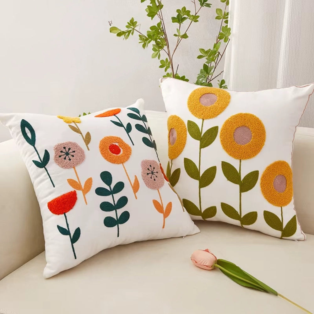 Capa de Almofada Primavera Bordada