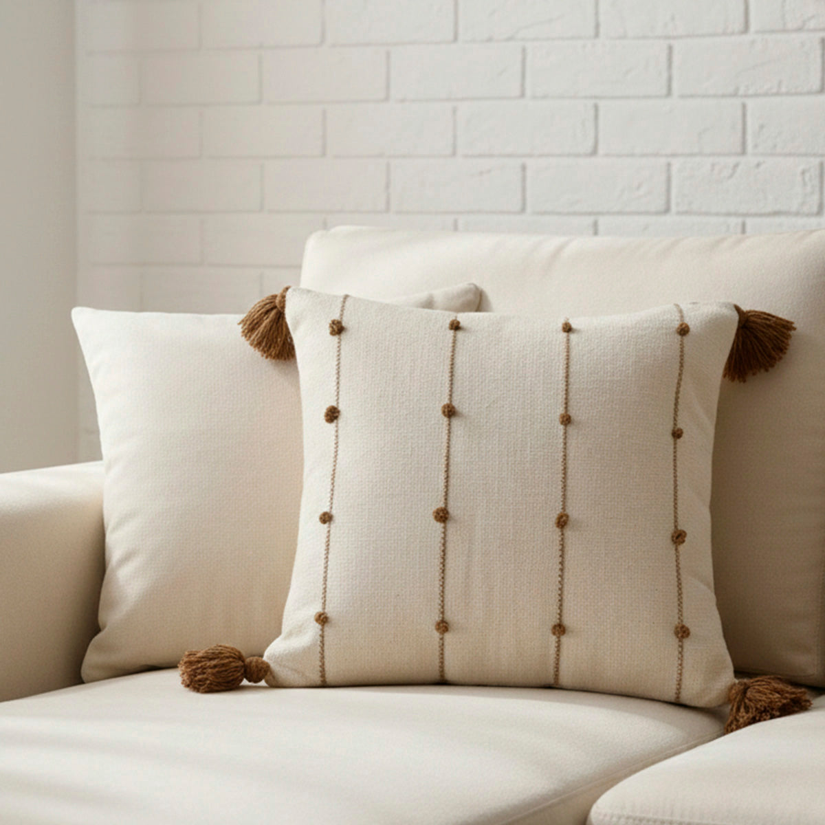 Capa de Almofada Trama com Pompom