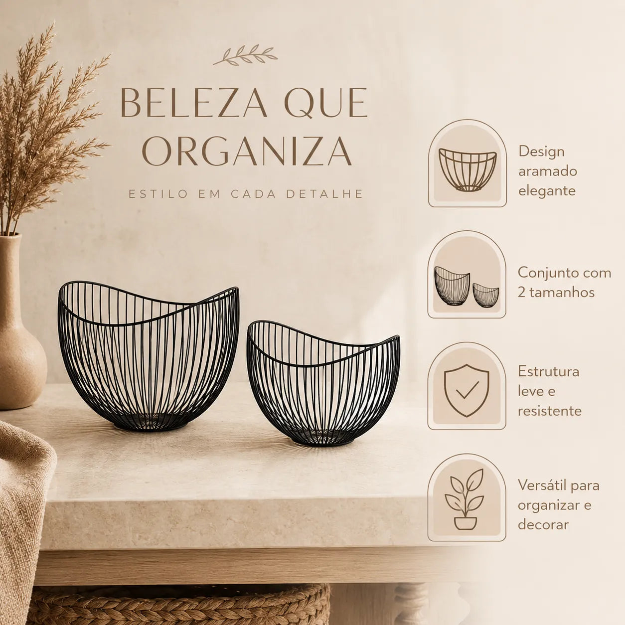 Centro de Mesa Aramado Vértice - Kit 2 Peças