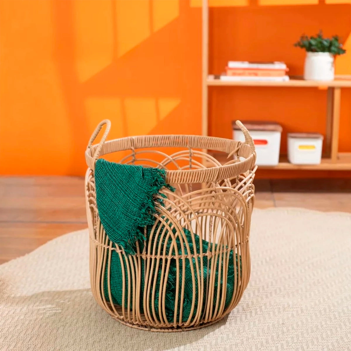 Cesto Organizador com Alcas Rattan Essenza Natural