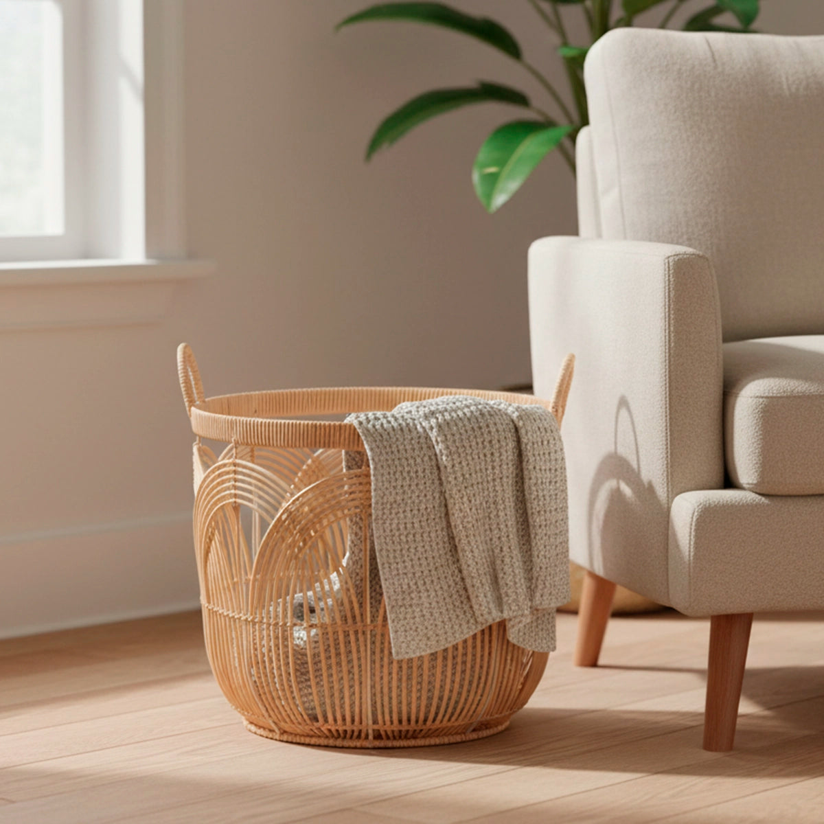 Cesto Organizador com Alças Rattan Essenza Natural