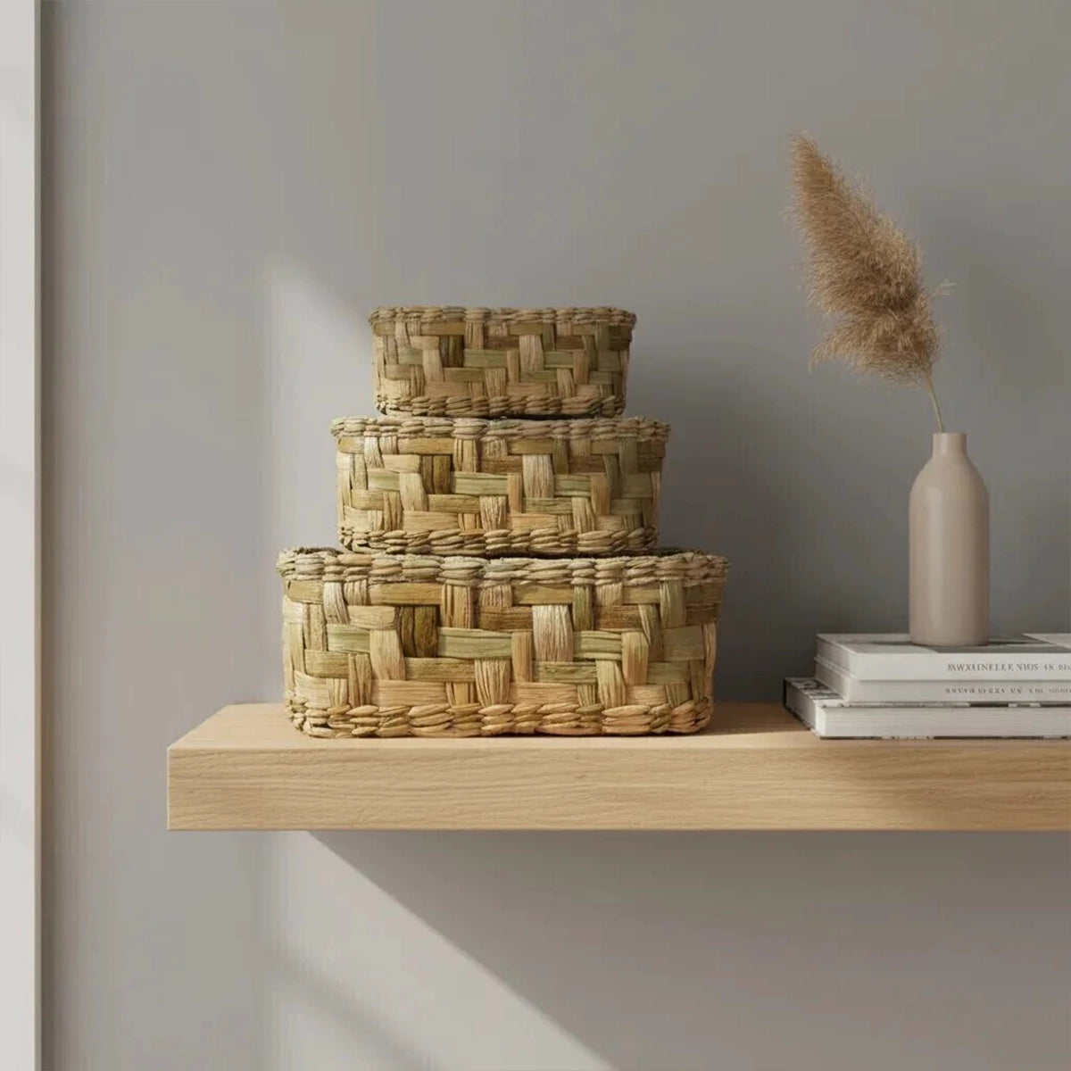 Cesto Organizador de Palha Natural Ninho - 3 peças