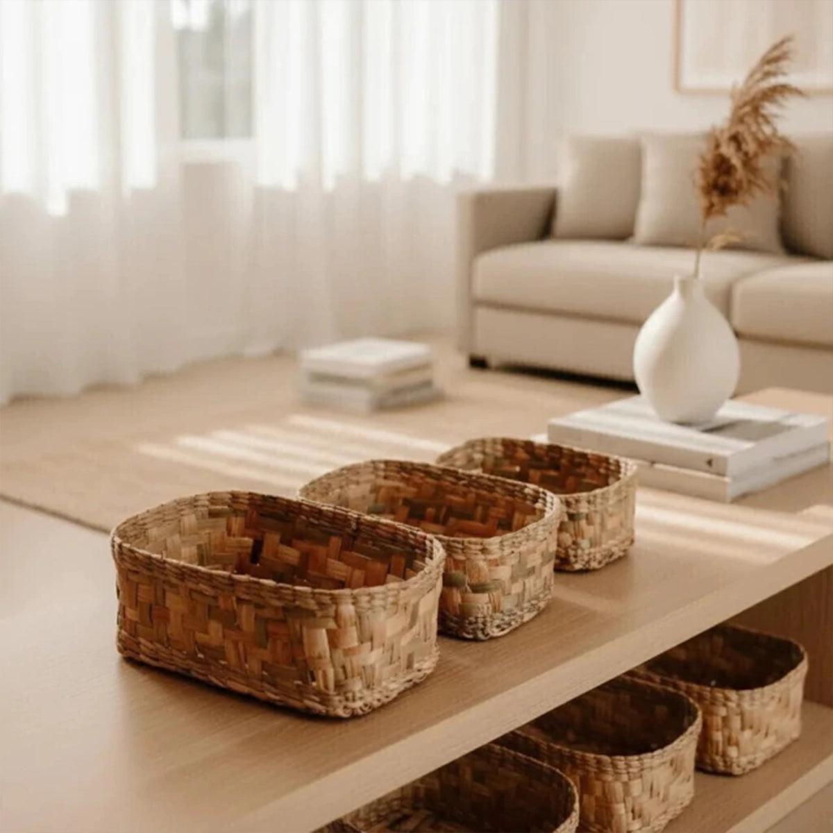 Cesto Organizador de Palha Natural Ninho - 3 peças