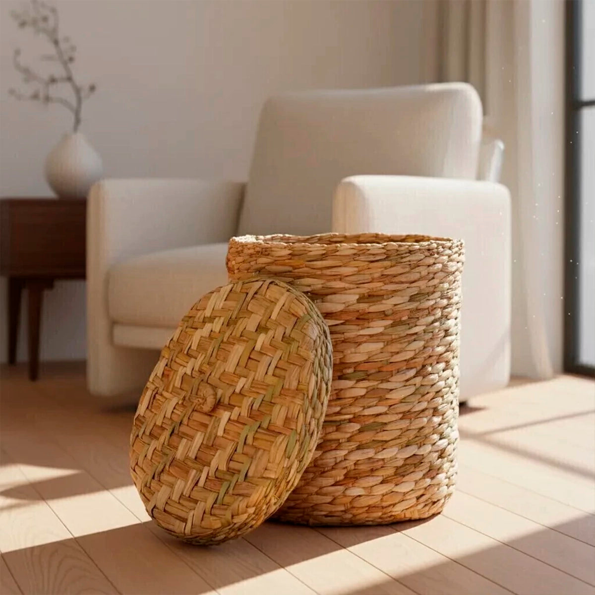 Cesto Organizador de Palha com Tampa Duna