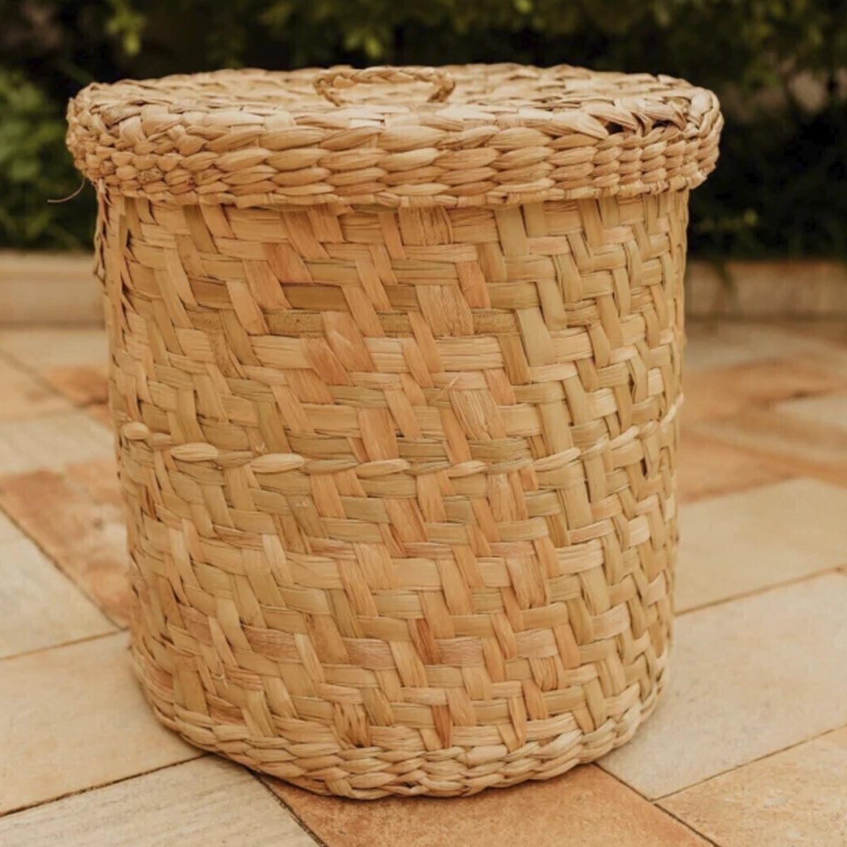 Cesto Organizador de Palha com Tampa Duna