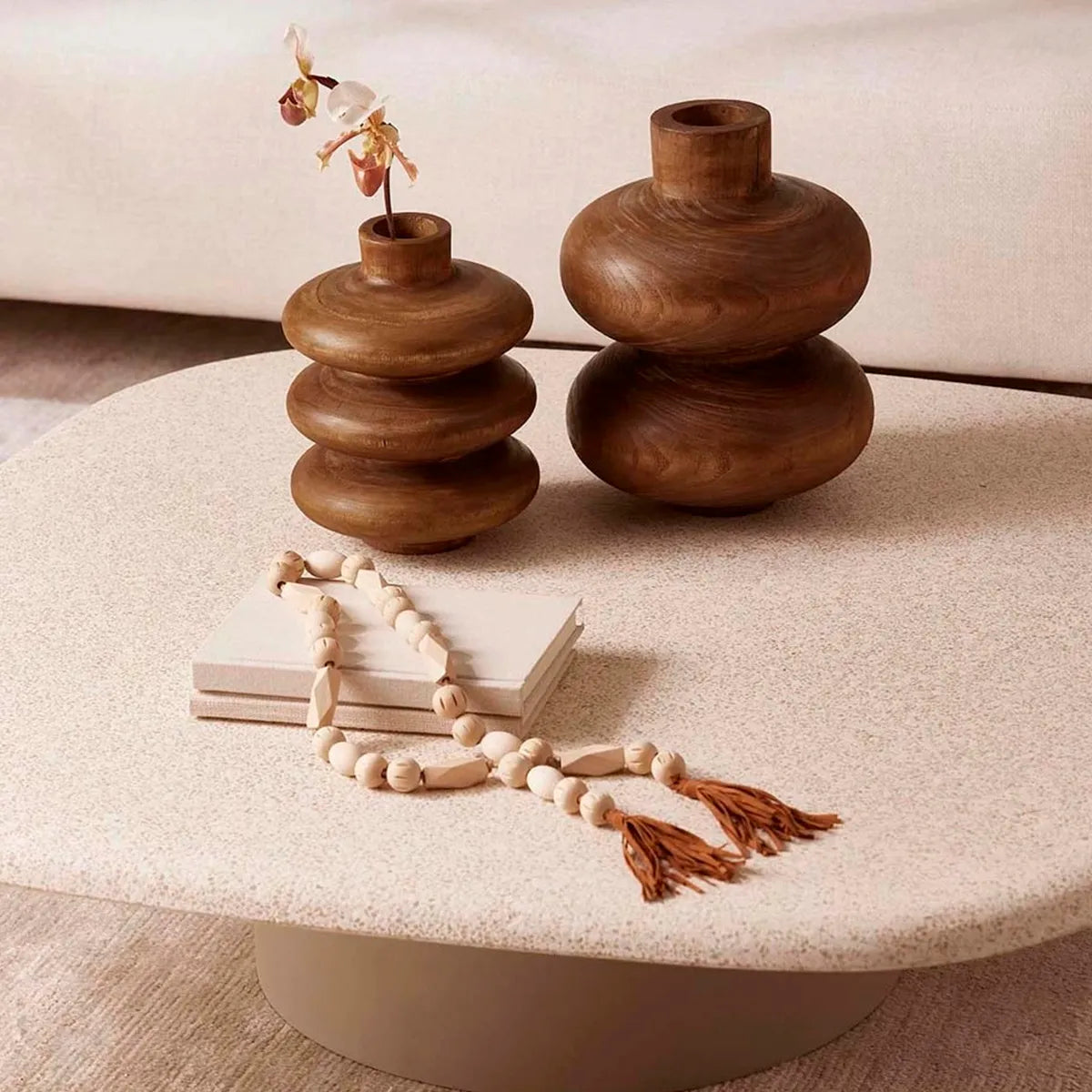 Colar de Mesa Decorativo em Madeira Natural Boho Bali