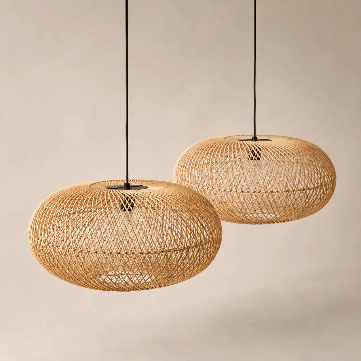 Kit 2 Luminárias Pendente em Rattan Bali