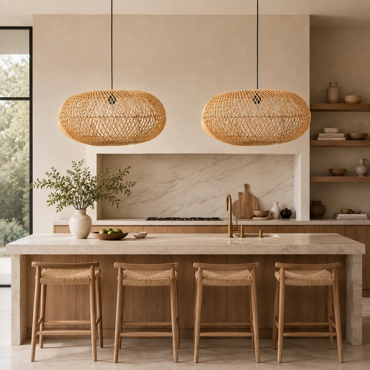 Kit 2 Luminárias Pendente em Rattan Bali