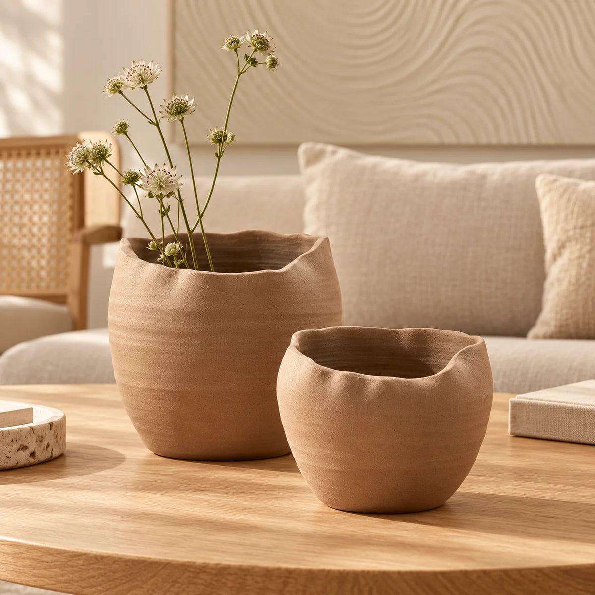 Conjunto de Vasos Decorativos em Cerâmica Terravéa