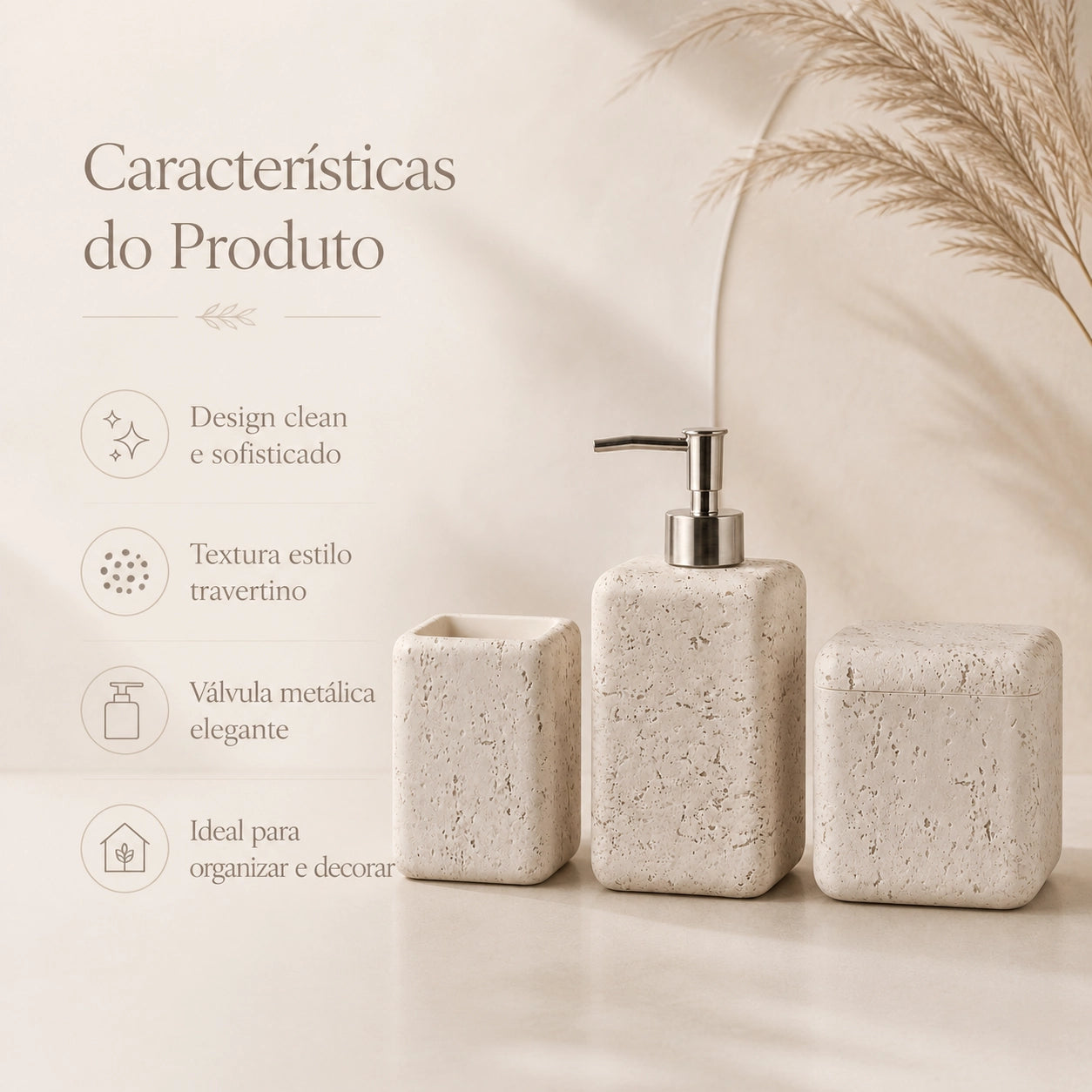 Conjunto para Banheiro 3 Peças Petra