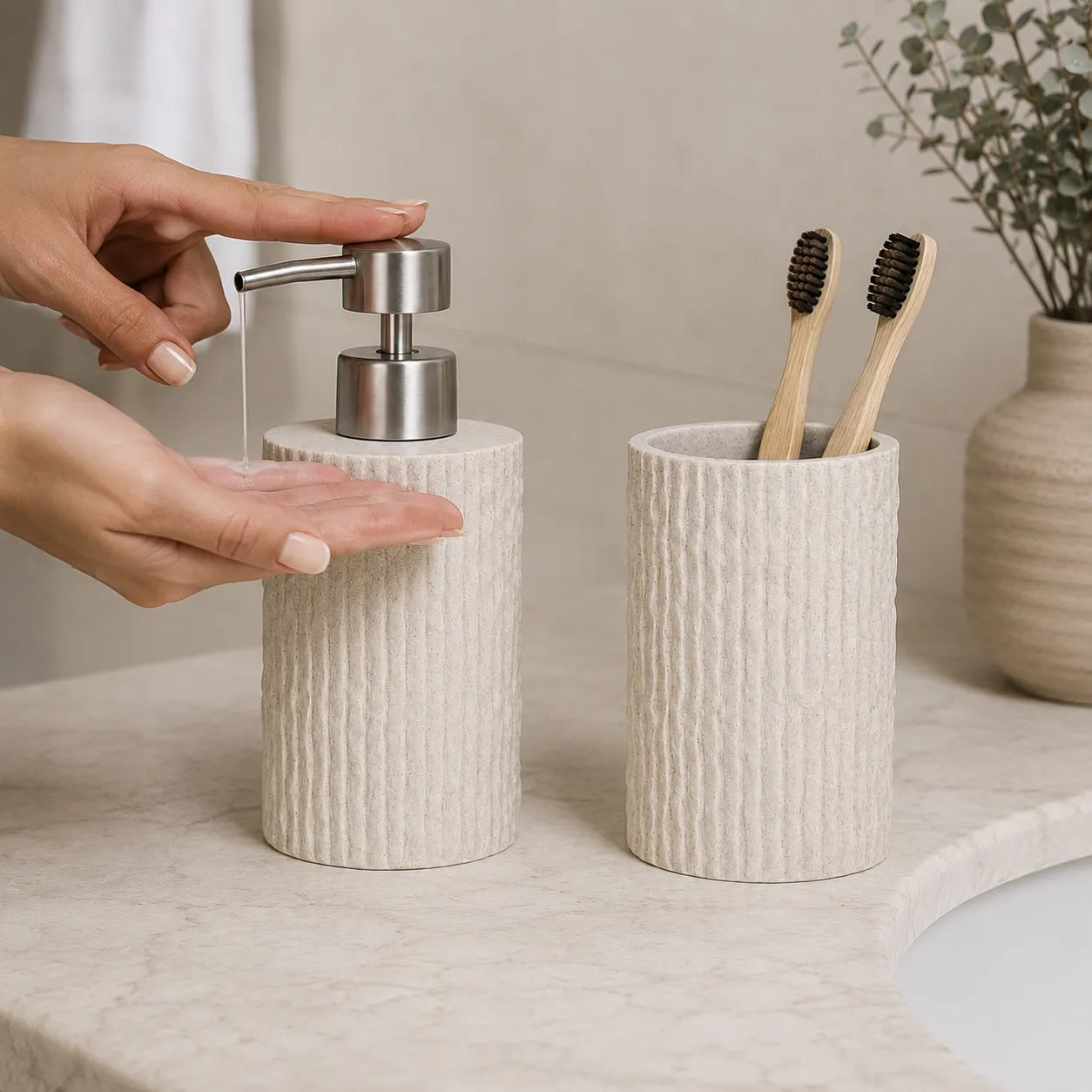 Conjunto para banheiro 2 peças Texturizado Santorini