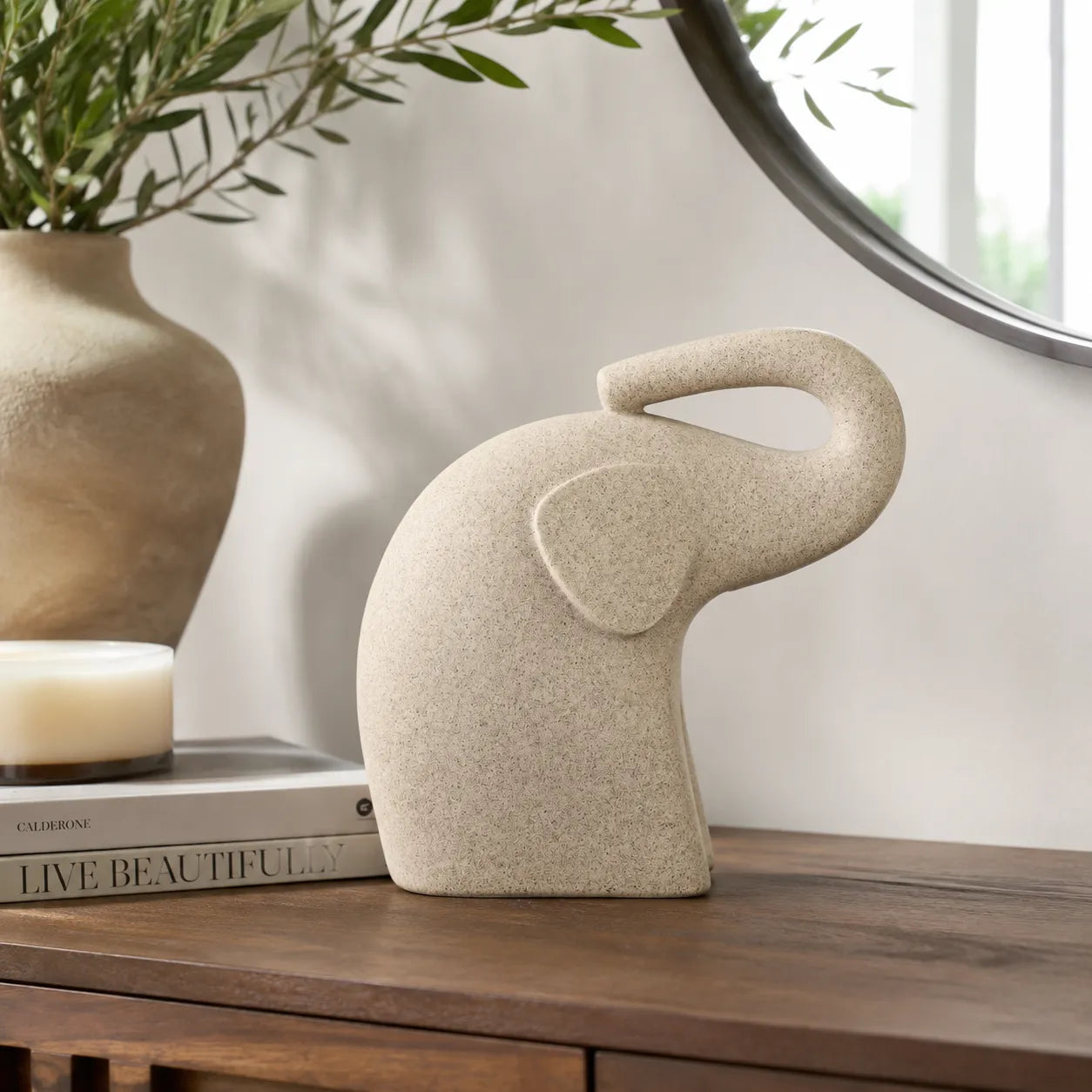 Elefante Decorativo em Resina Marfim