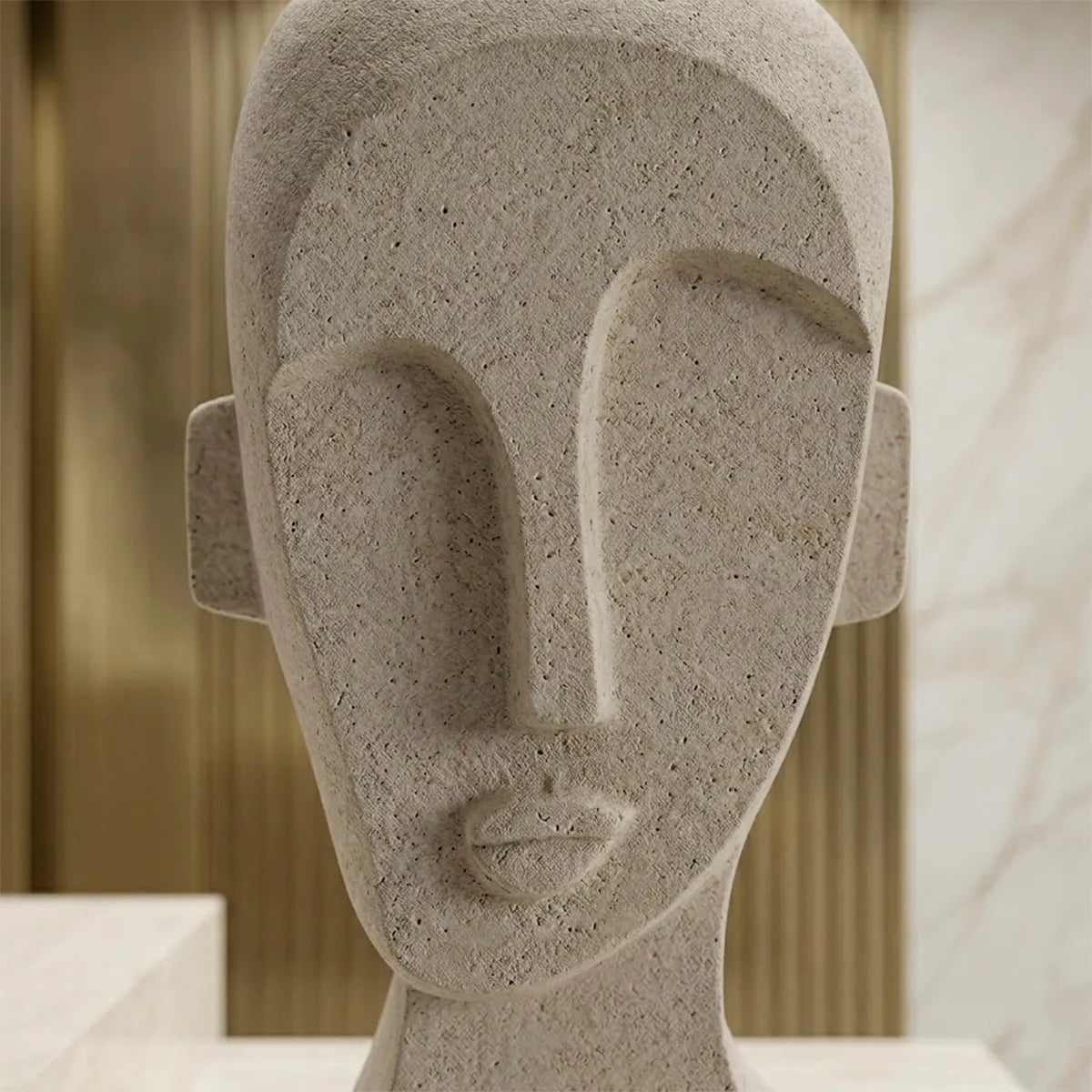 Escultura Decorativa Abstrata em Bege Faces