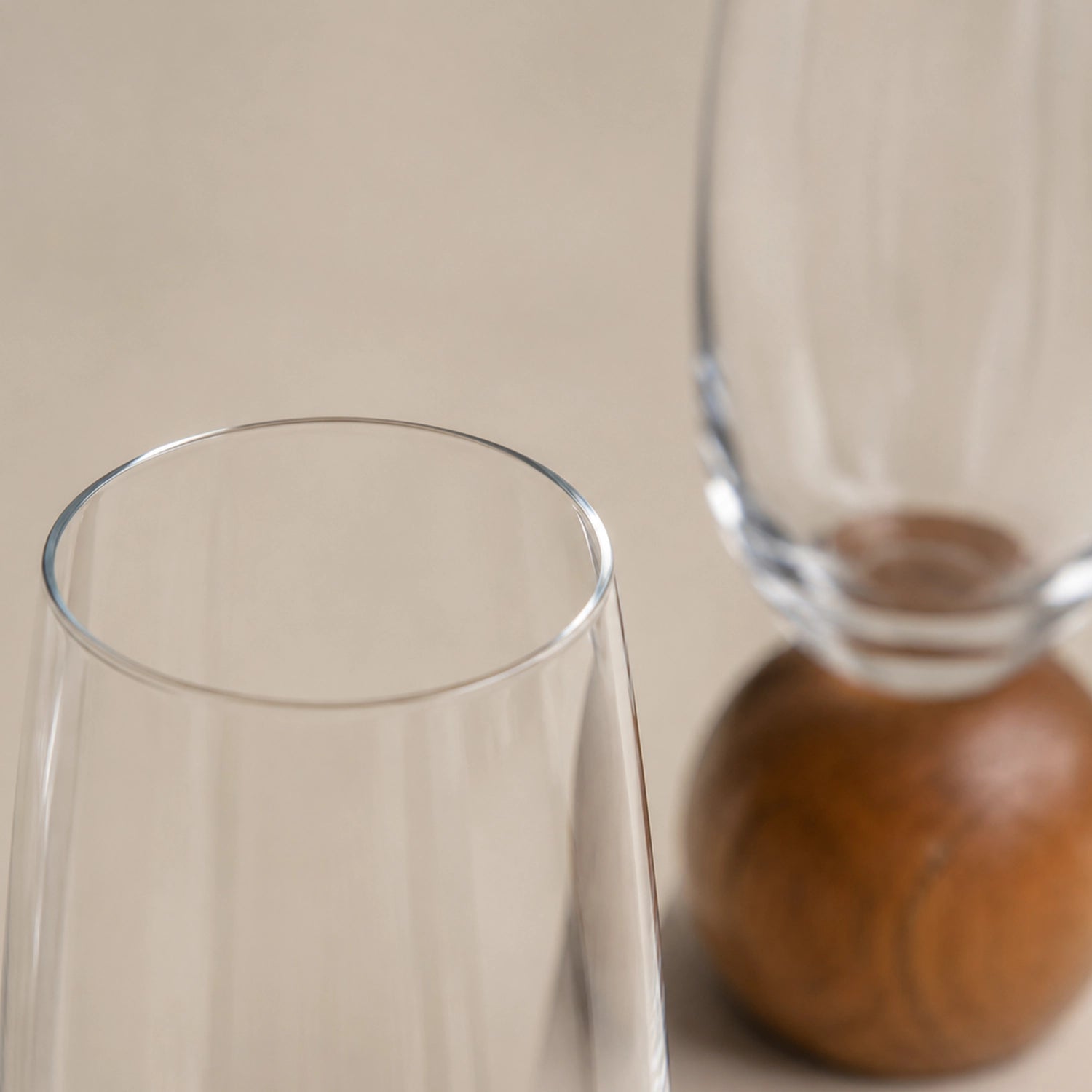 Jogo de Taças para Espumante em Cristal e Madeira Acácia - 210ml