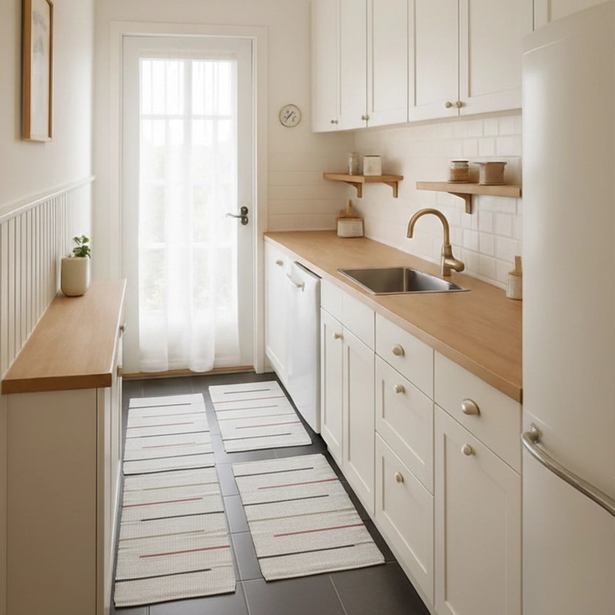 Jogo de Tapetes e Passadeira Terra Listrada - 3 pçs