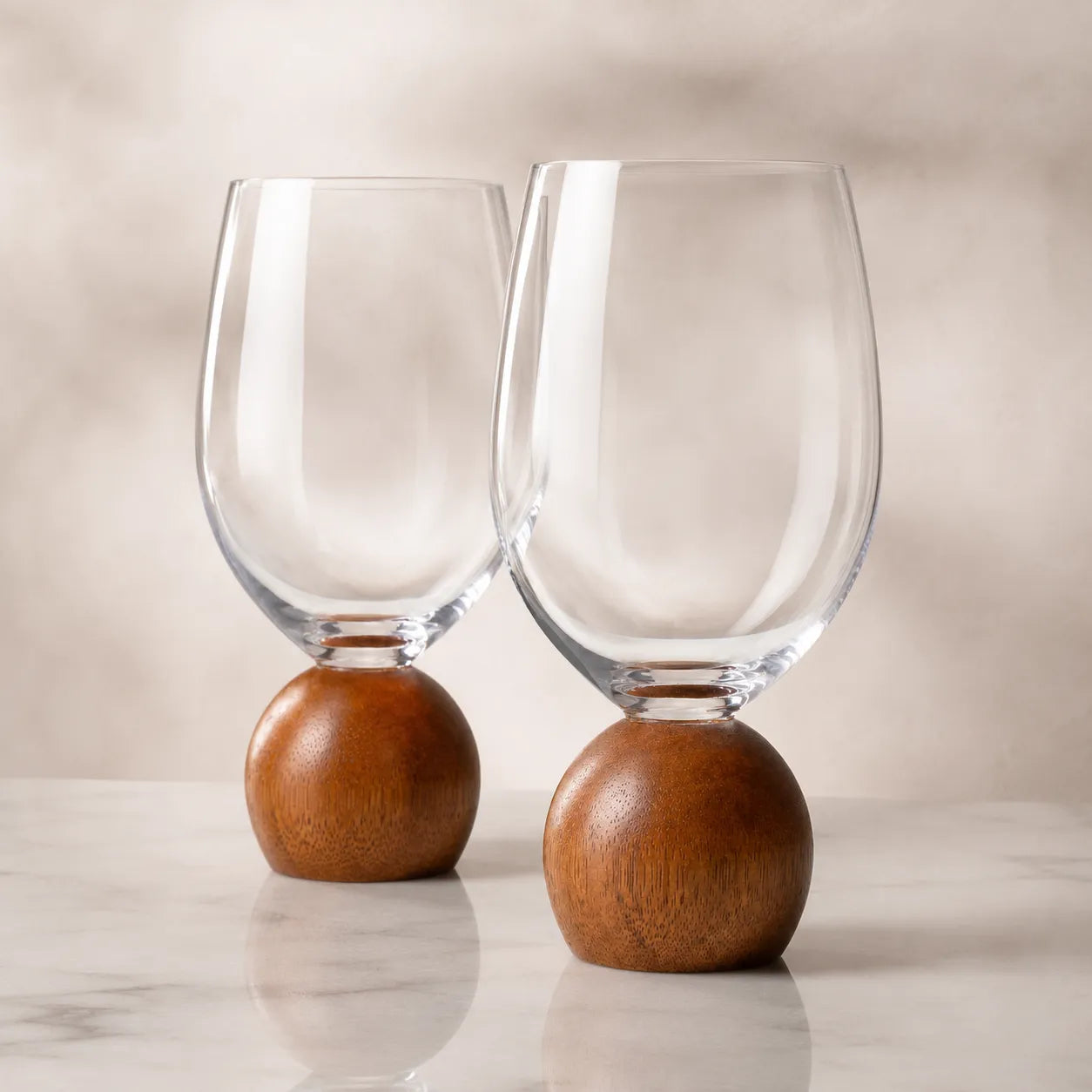 Jogo de Taças para Vinho em Cristal e Madeira Acácia - 520ml