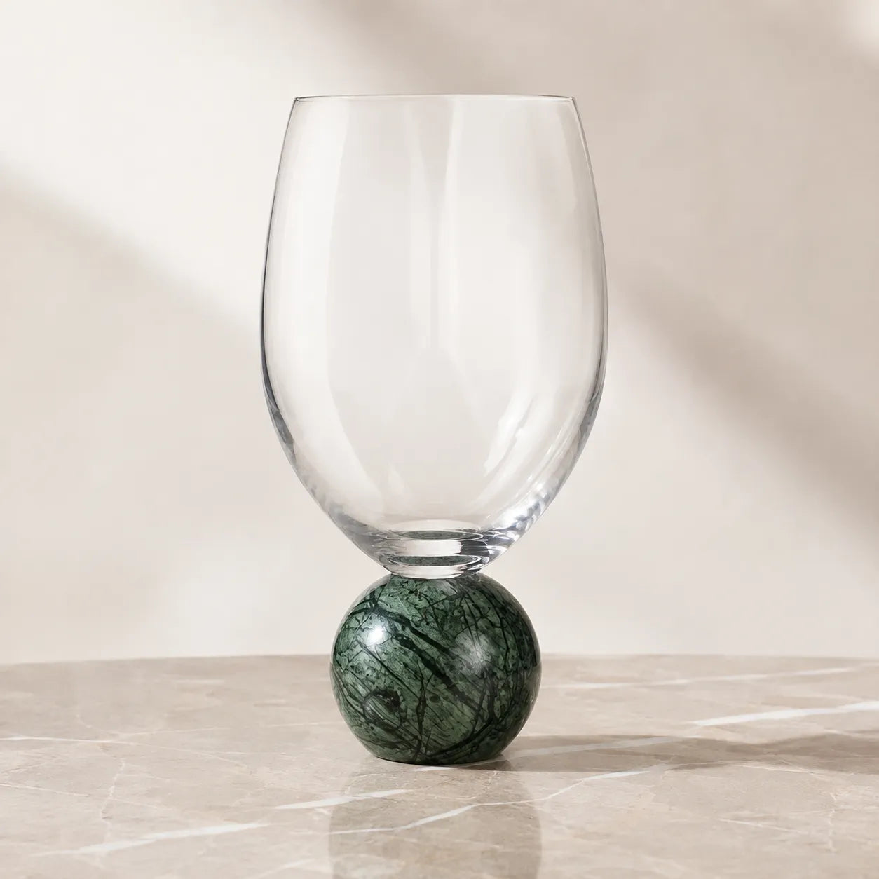 Jogo de Taças para Vinho em Cristal e Mármore Verde - 520ml