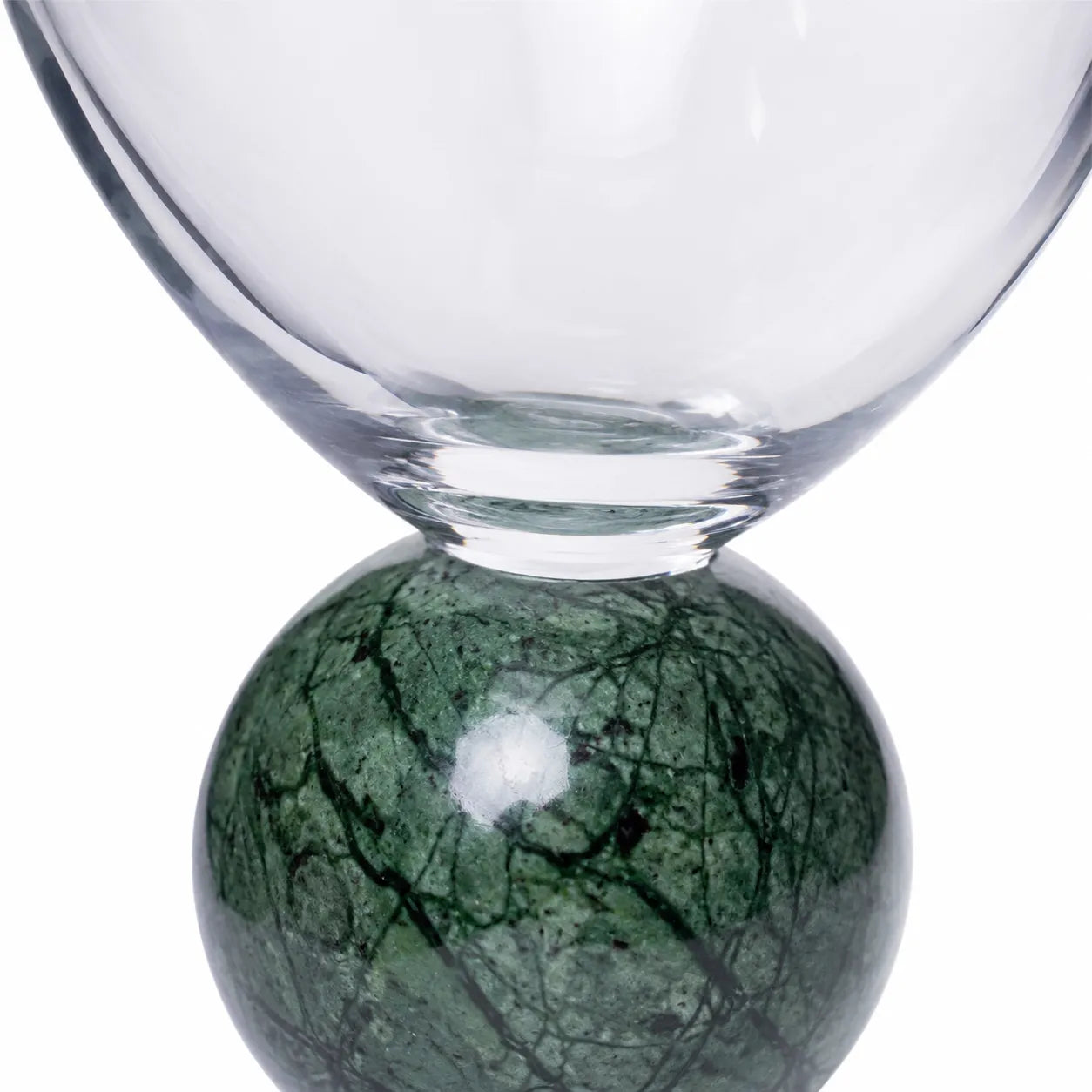 Jogo de Taças para Vinho em Cristal e Mármore Verde - 520ml