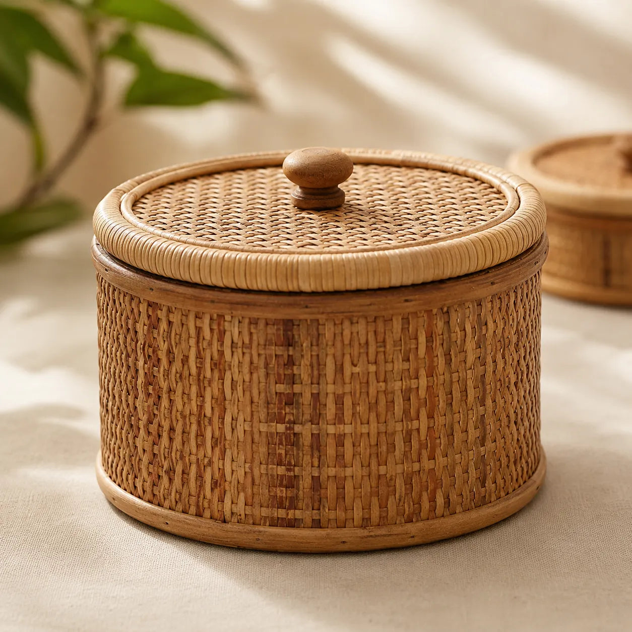 Kit 2 Caixas Organizadoras Rattan Natural