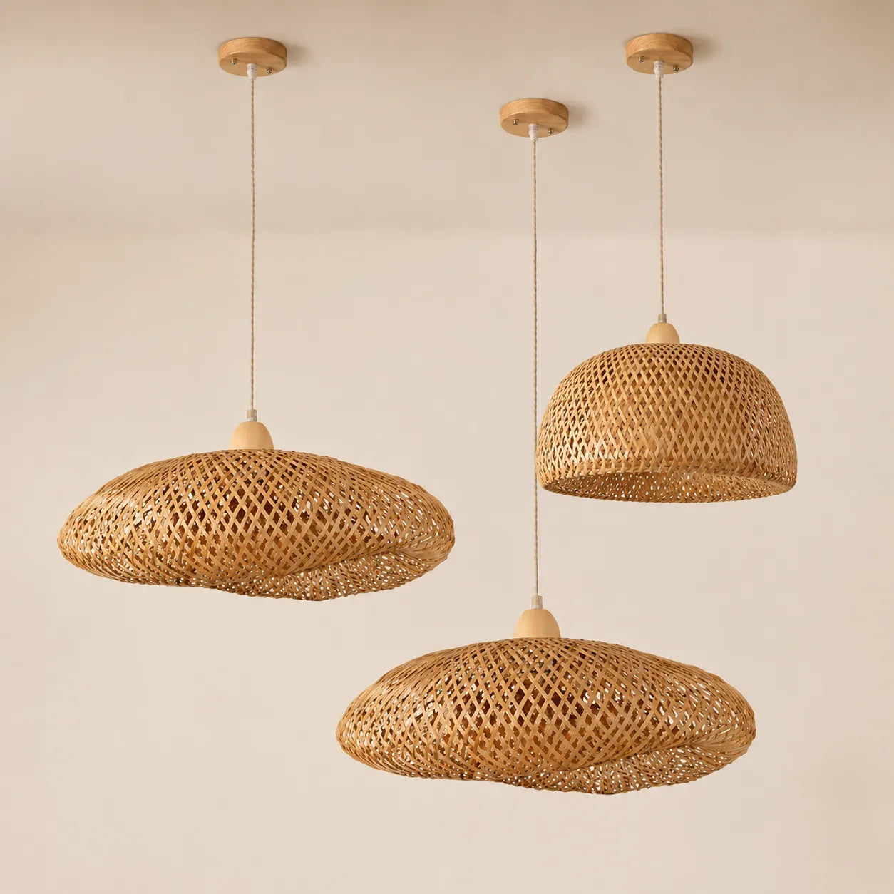 Kit 3 Luminárias Pendente de Bambu Encantos e Luz do Campo