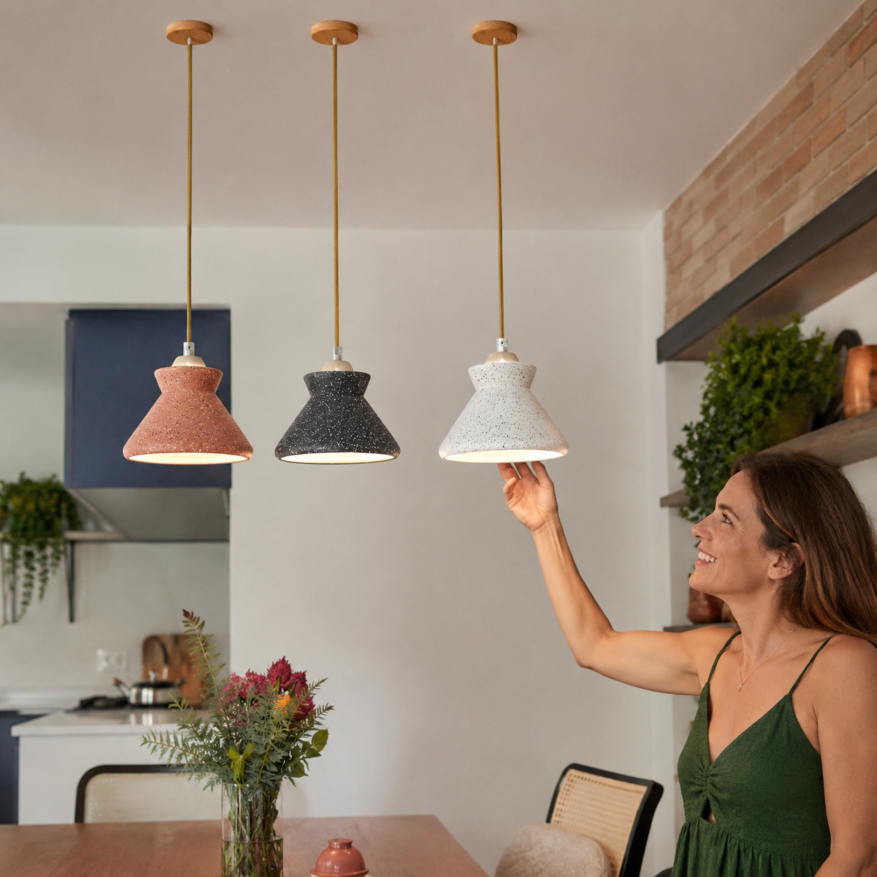 Kit 3 luminárias Pendente Granito Nord