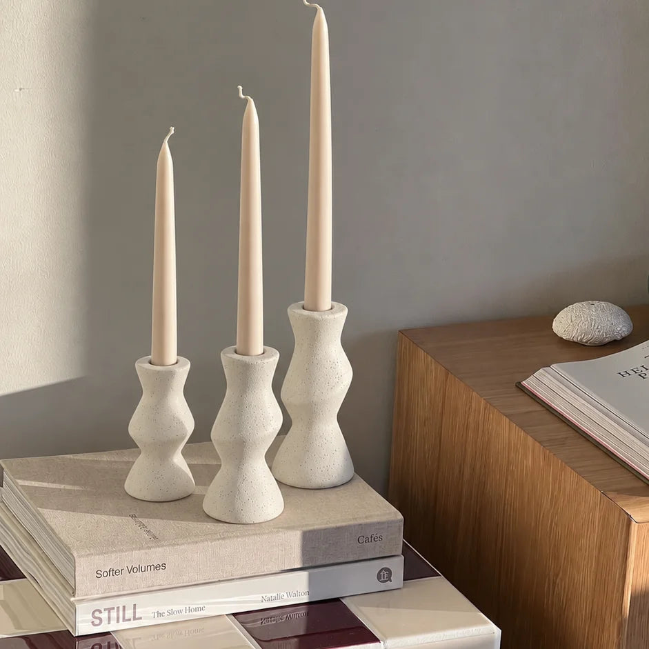 Kit Porta Velas em Cerâmica Granilite