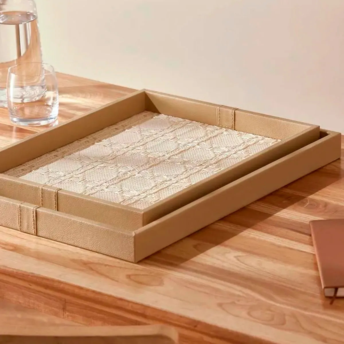 Kit 2 Bandejas Decorativas Marrom Siena