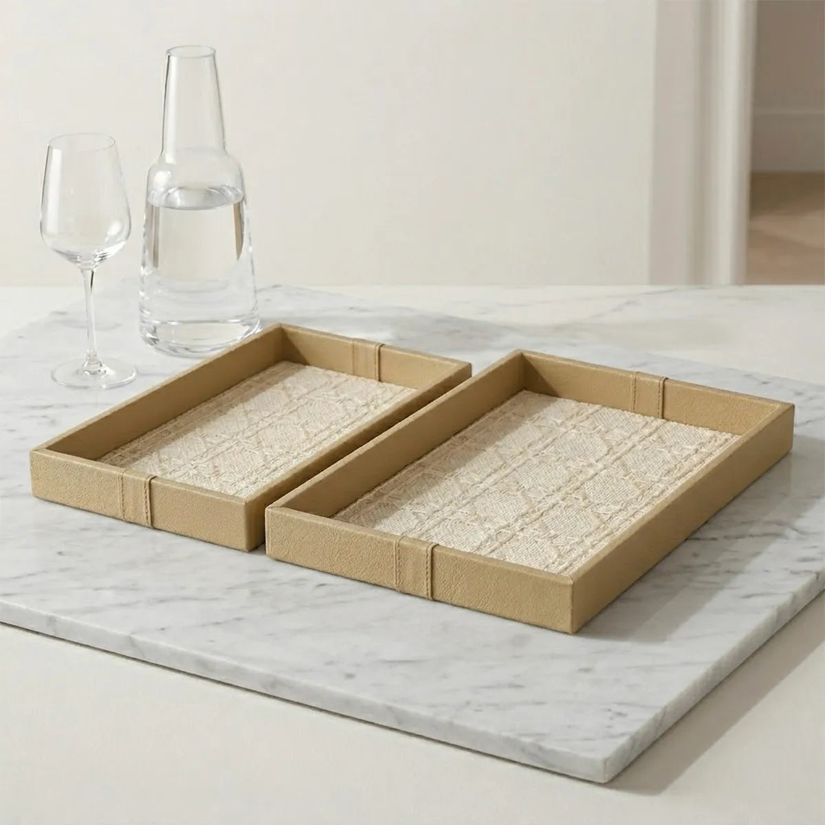 Kit 2 Bandejas Decorativas Marrom Siena