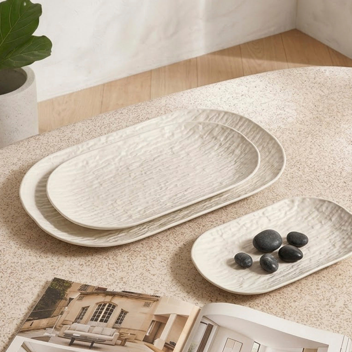 Kit 3 Bandejas Organizadoras em Metal Off White Grecia