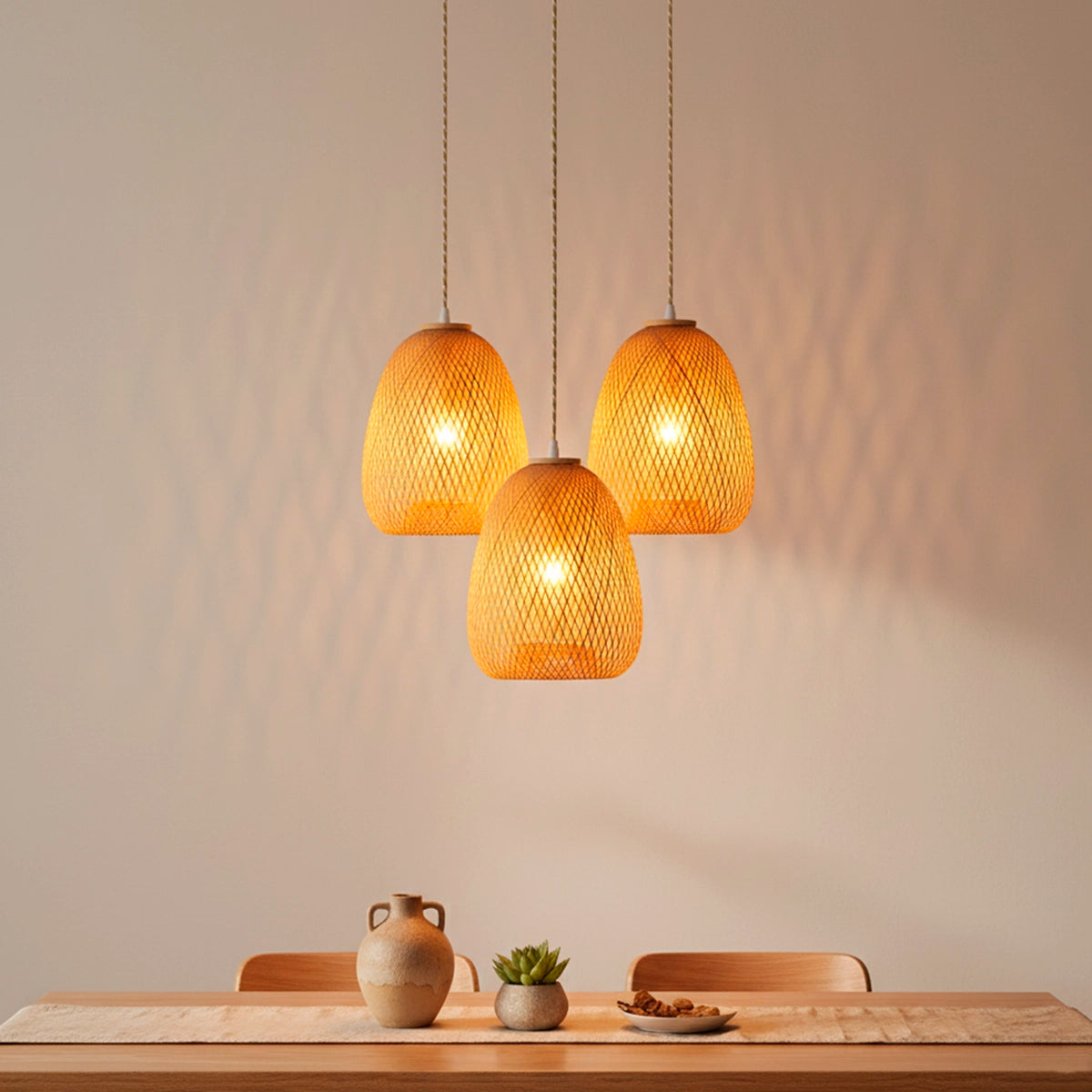 Kit 3 Luminárias Pendente de Bambu Bayu