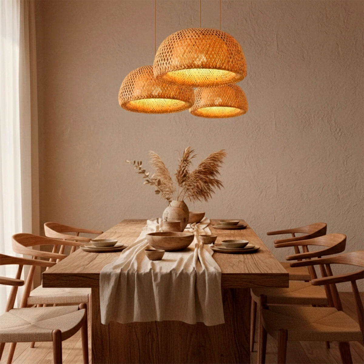 Kit 3 Luminárias Pendente de Bambu Encantos