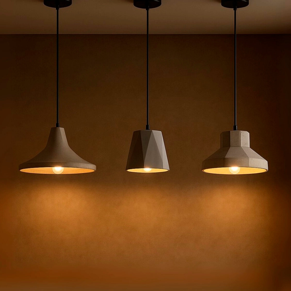 Kit 3 Luminárias Pendente de Concreto
